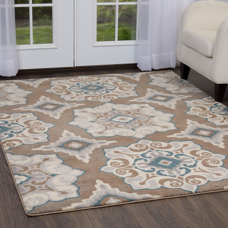 Natural Cerulean Blue/Taupe Area Rug & Reviews Birch Lane